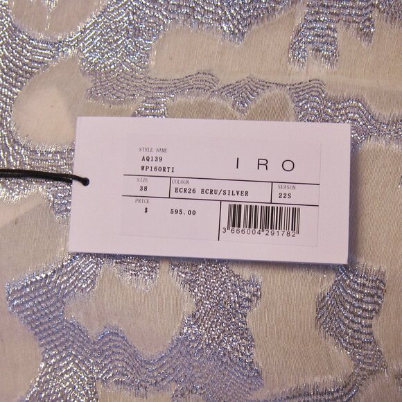 IRO ORTI Gorgeous silver/ecru silk linen cropped COCKTAIL PARTY TOP NWT $595 - Picture 7 of 11